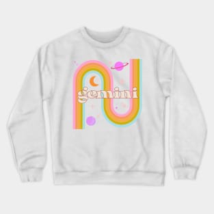 Gemini 70s Rainbow with Flowers Crewneck Sweatshirt